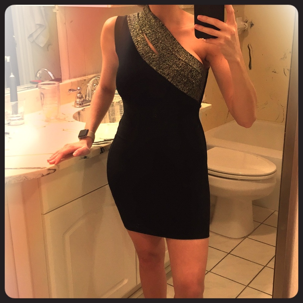 Black and gold knit bodycon